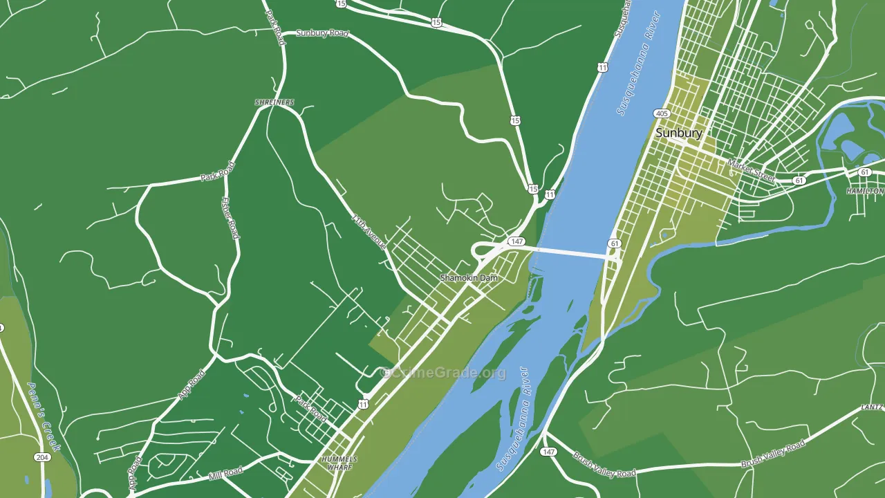 17876, PA Map of Vehicle Theft Rates