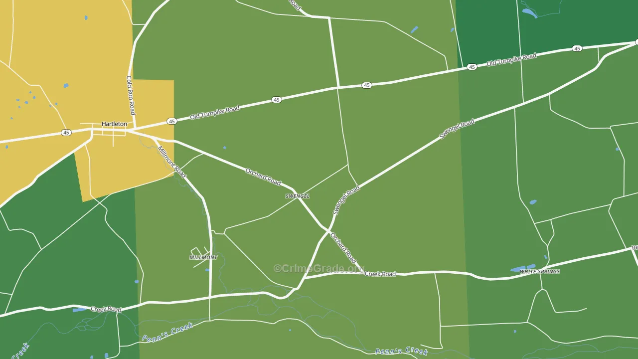 17880, PA Map of Vehicle Theft Rates