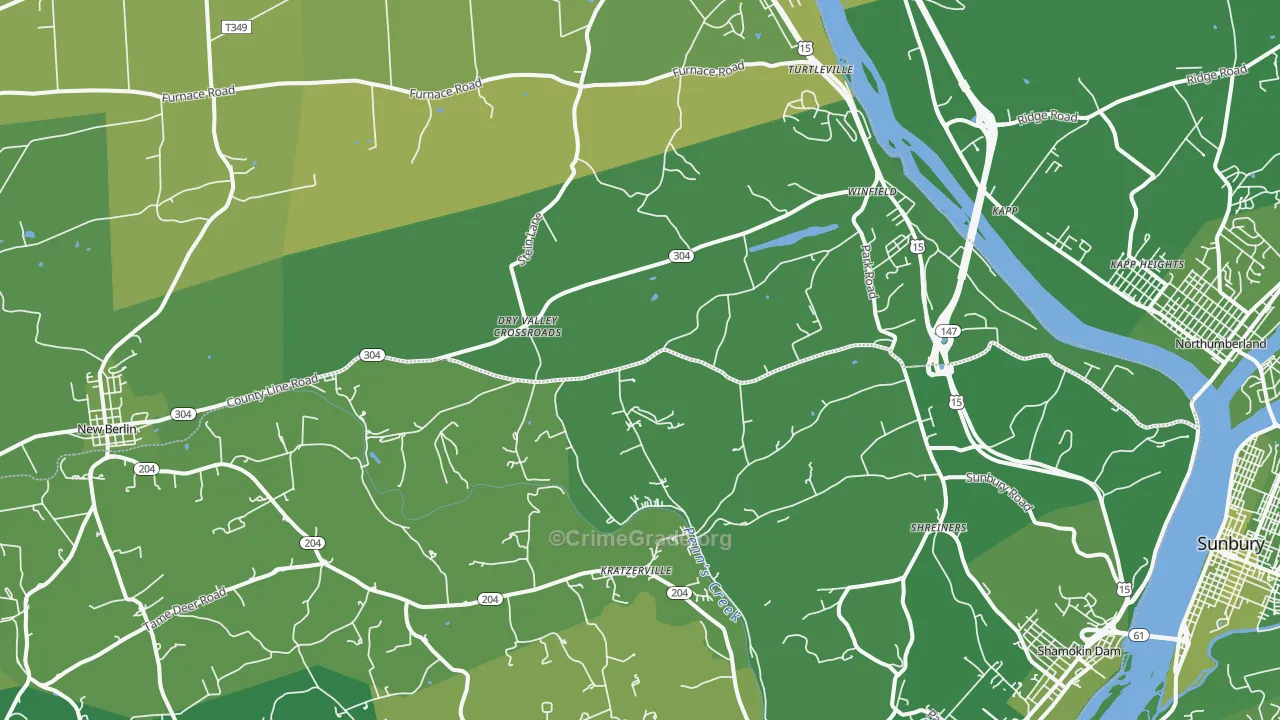 17889, PA Map of Vehicle Theft Rates