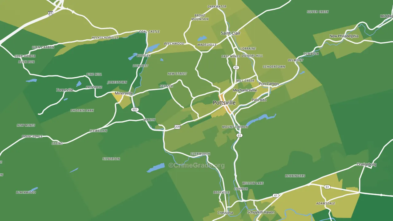 17901, PA Map of Vehicle Theft Rates