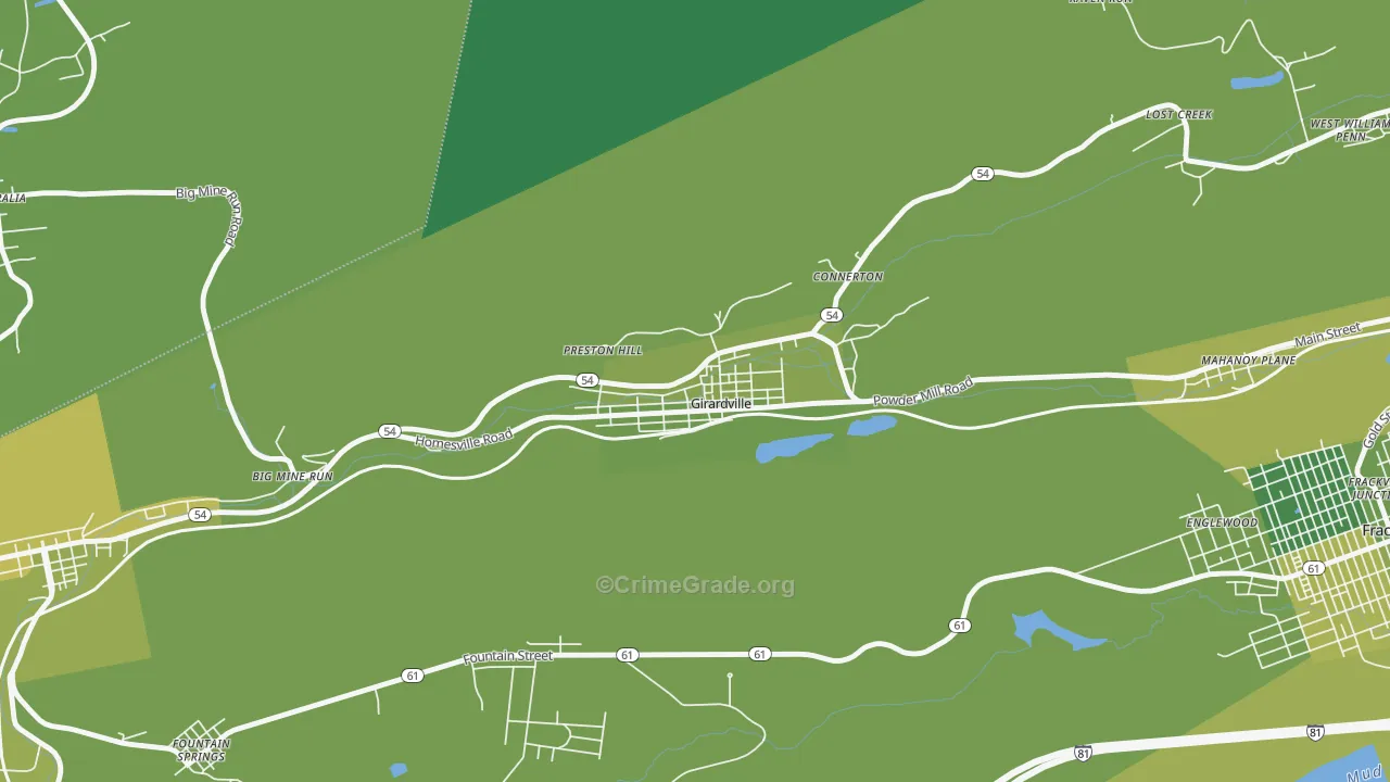 17935, PA Map of Vehicle Theft Rates