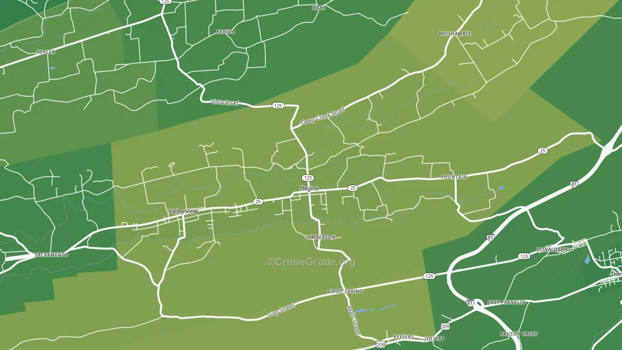 17938, PA Map of Vehicle Theft Rates