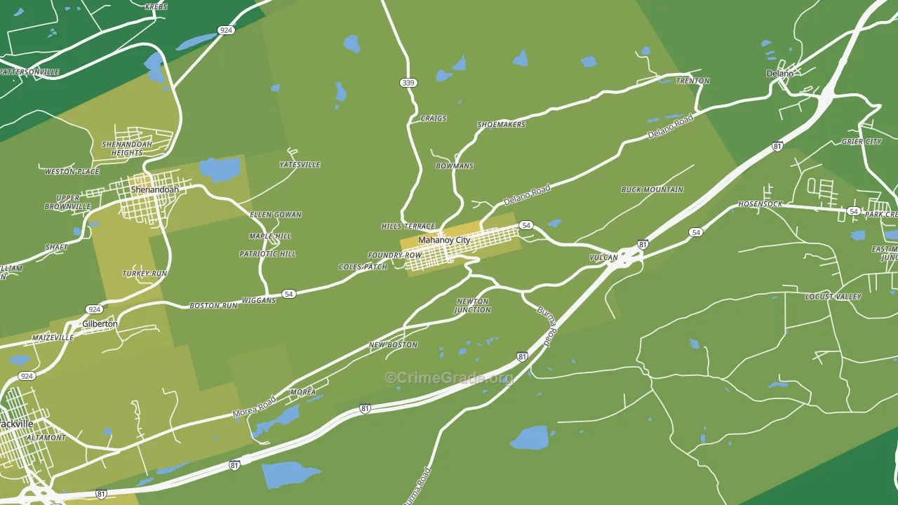 17948, PA Map of Vehicle Theft Rates