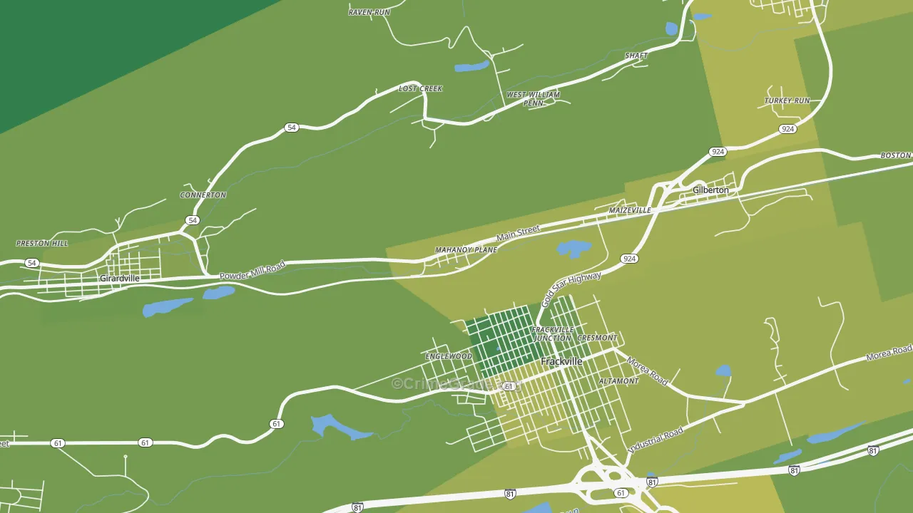17949, PA Map of Vehicle Theft Rates