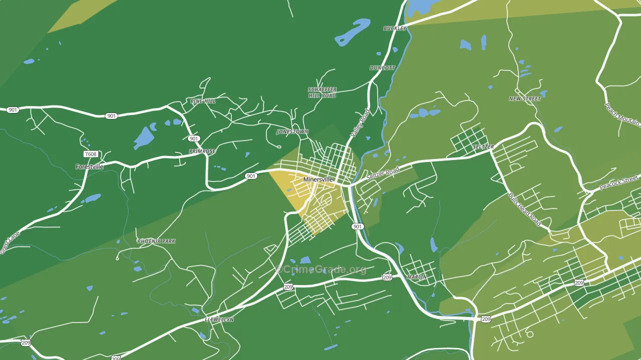 17954, PA Map of Vehicle Theft Rates