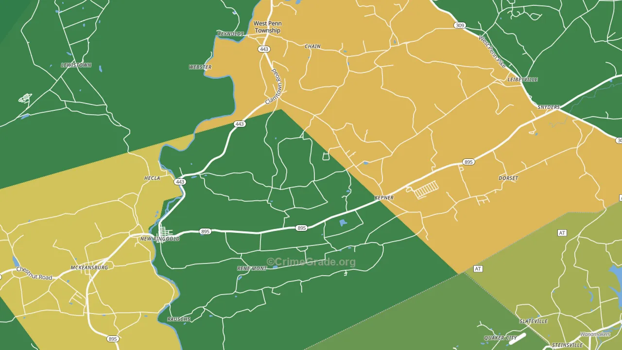 17960, PA Map of Vehicle Theft Rates