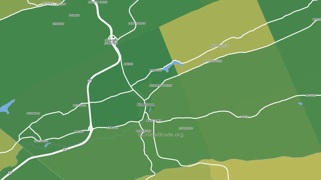 17963, PA Map of Vehicle Theft Rates