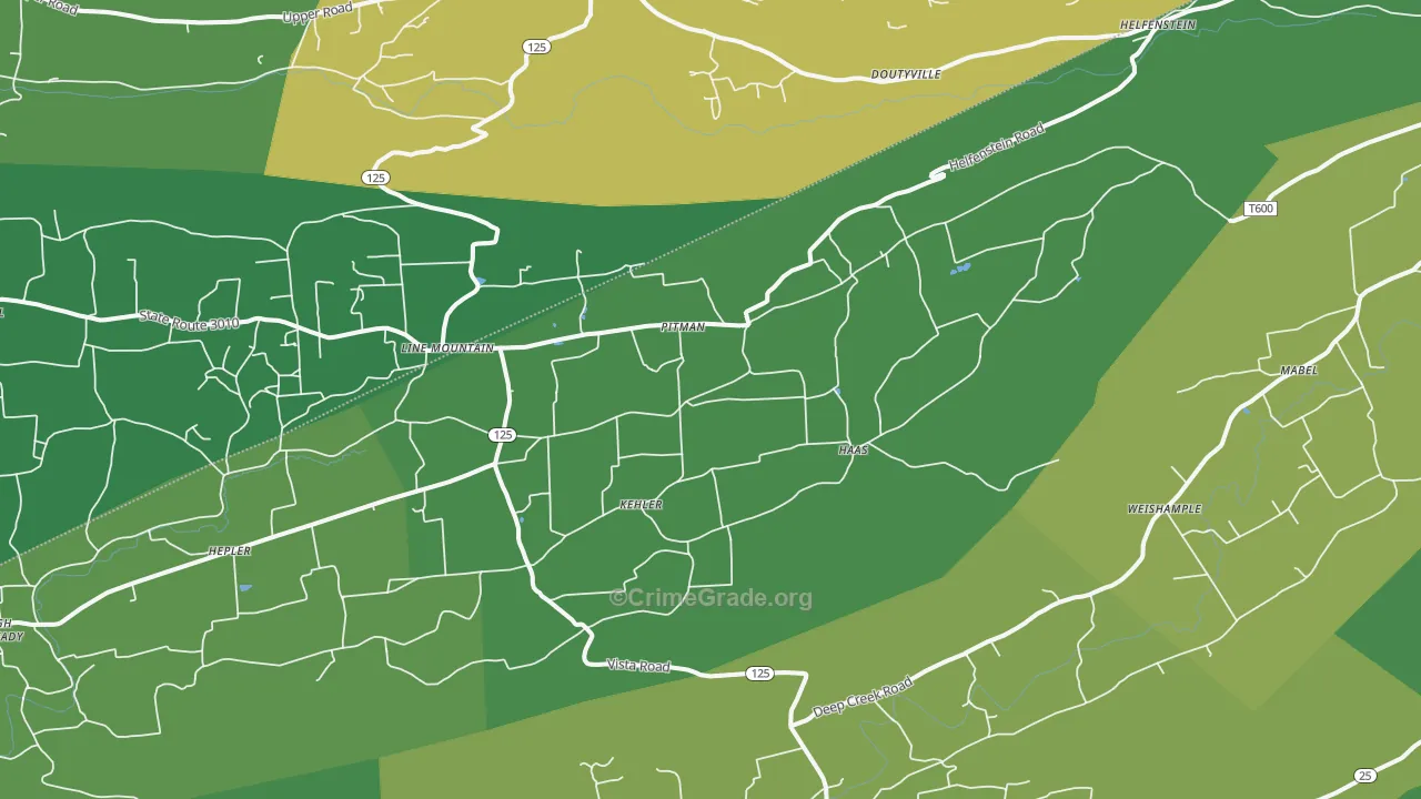17964, PA Map of Vehicle Theft Rates