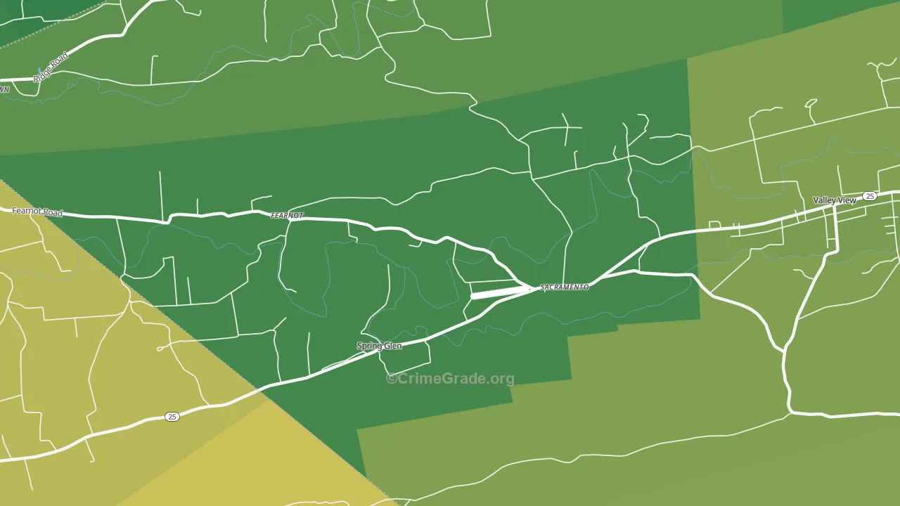17968, PA Map of Vehicle Theft Rates
