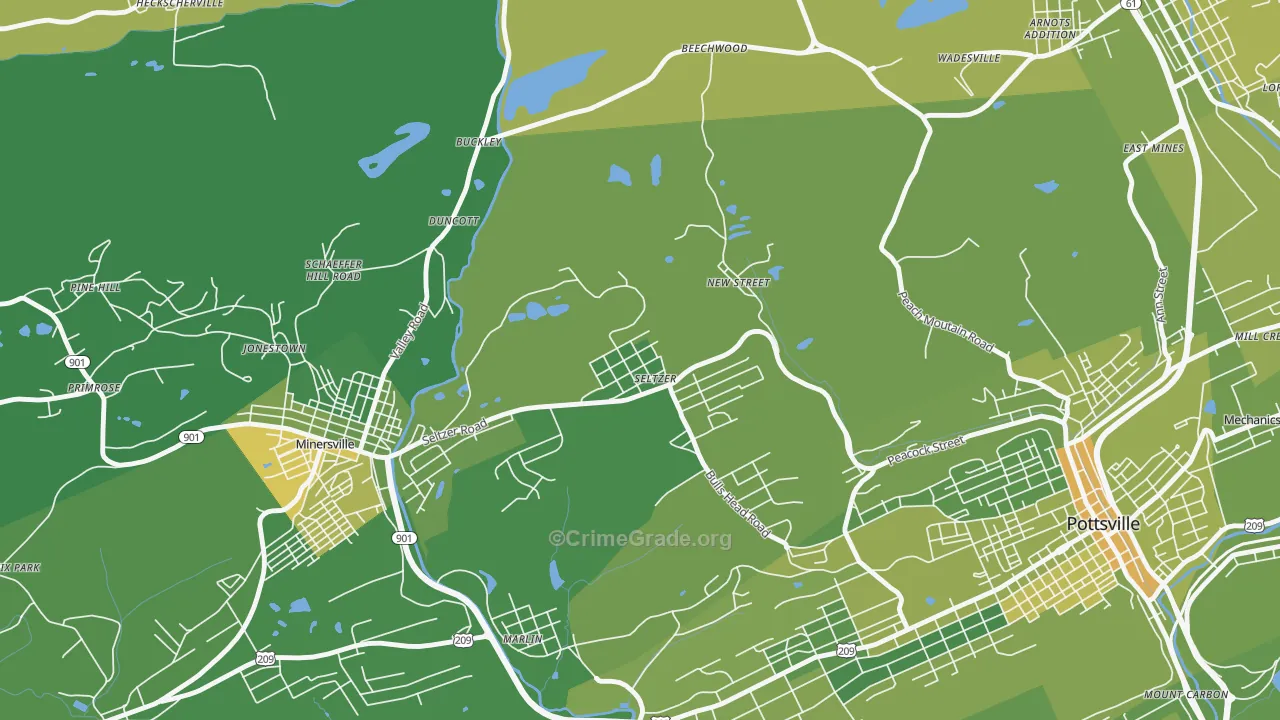 17974, PA Map of Vehicle Theft Rates