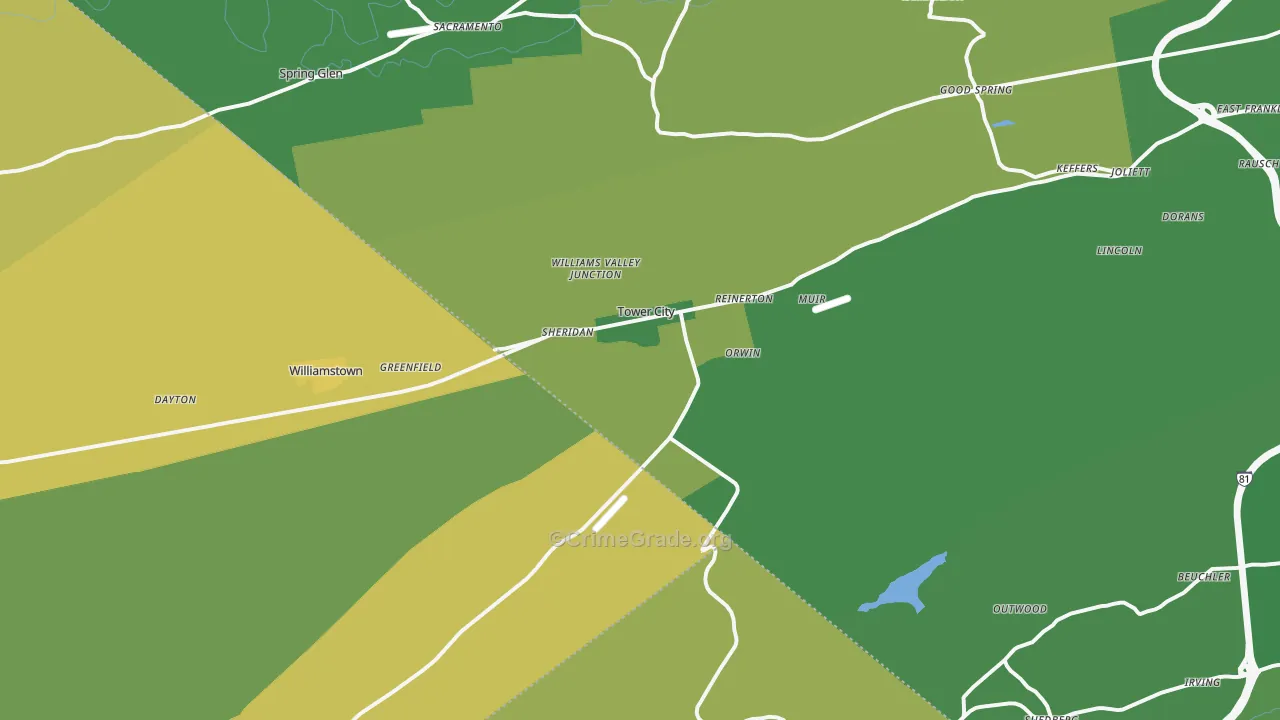 17980, PA Map of Vehicle Theft Rates