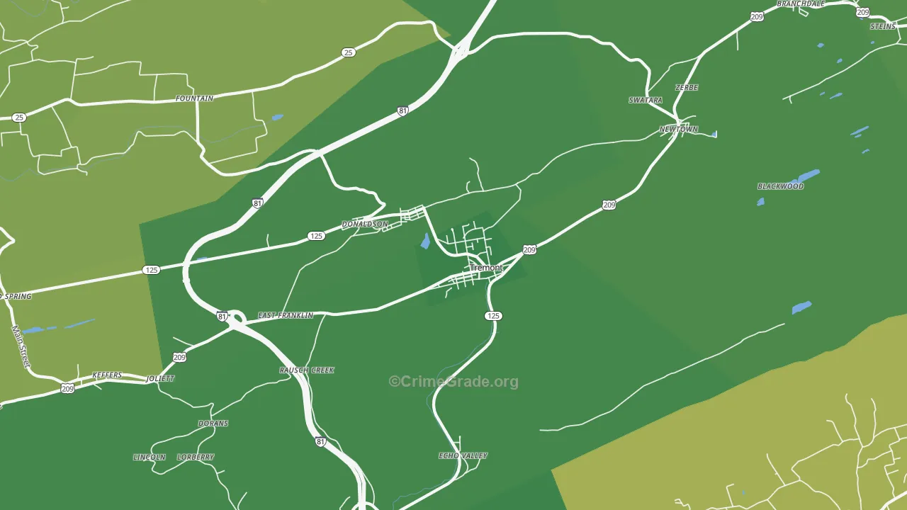 17981, PA Map of Vehicle Theft Rates
