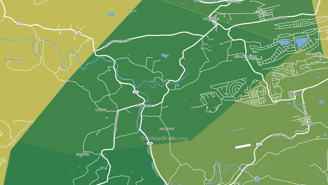 17985, PA Map of Vehicle Theft Rates