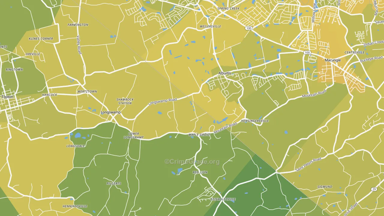 18011, PA Map of Vehicle Theft Rates