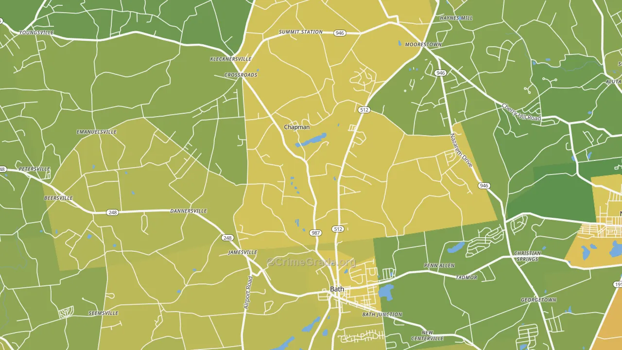 18014, PA Map of Vehicle Theft Rates