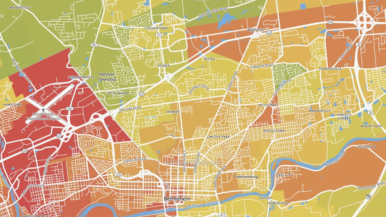18017, PA Map of Vehicle Theft Rates