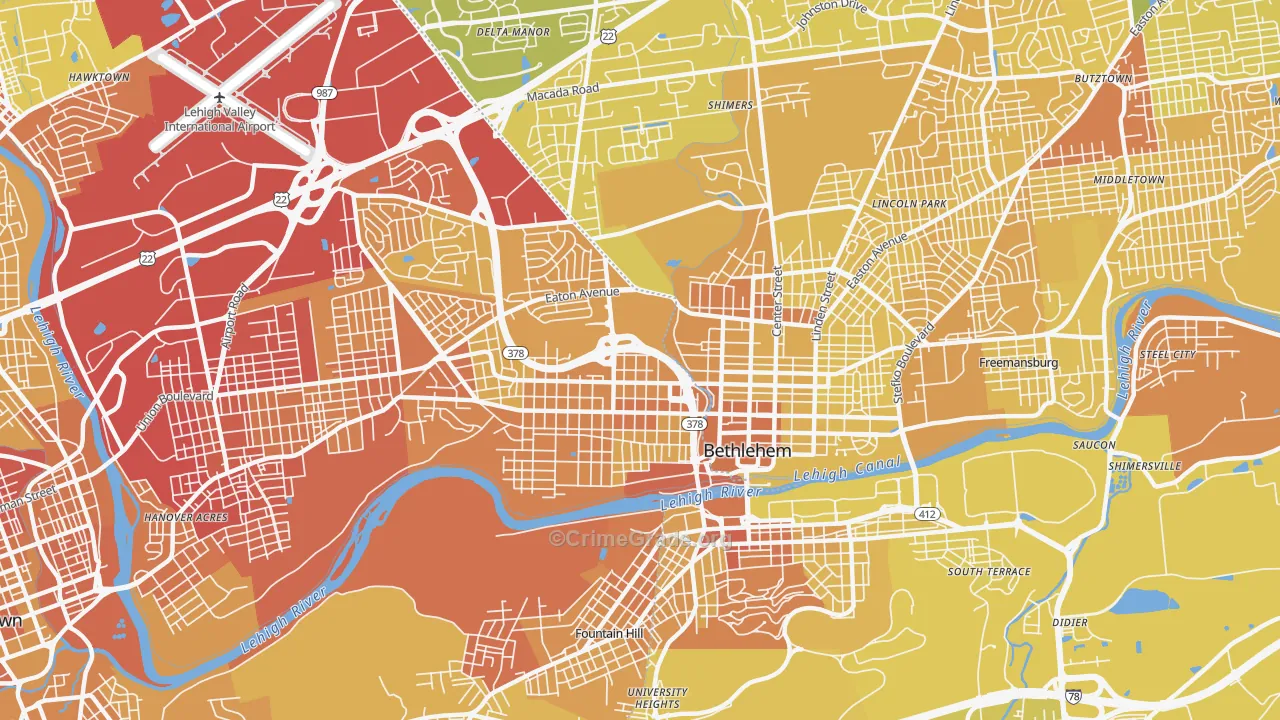 18018, PA Map of Vehicle Theft Rates