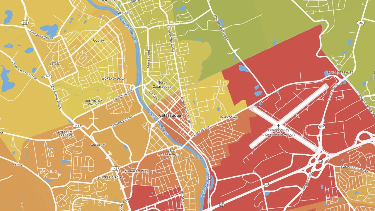 18032, PA Map of Vehicle Theft Rates