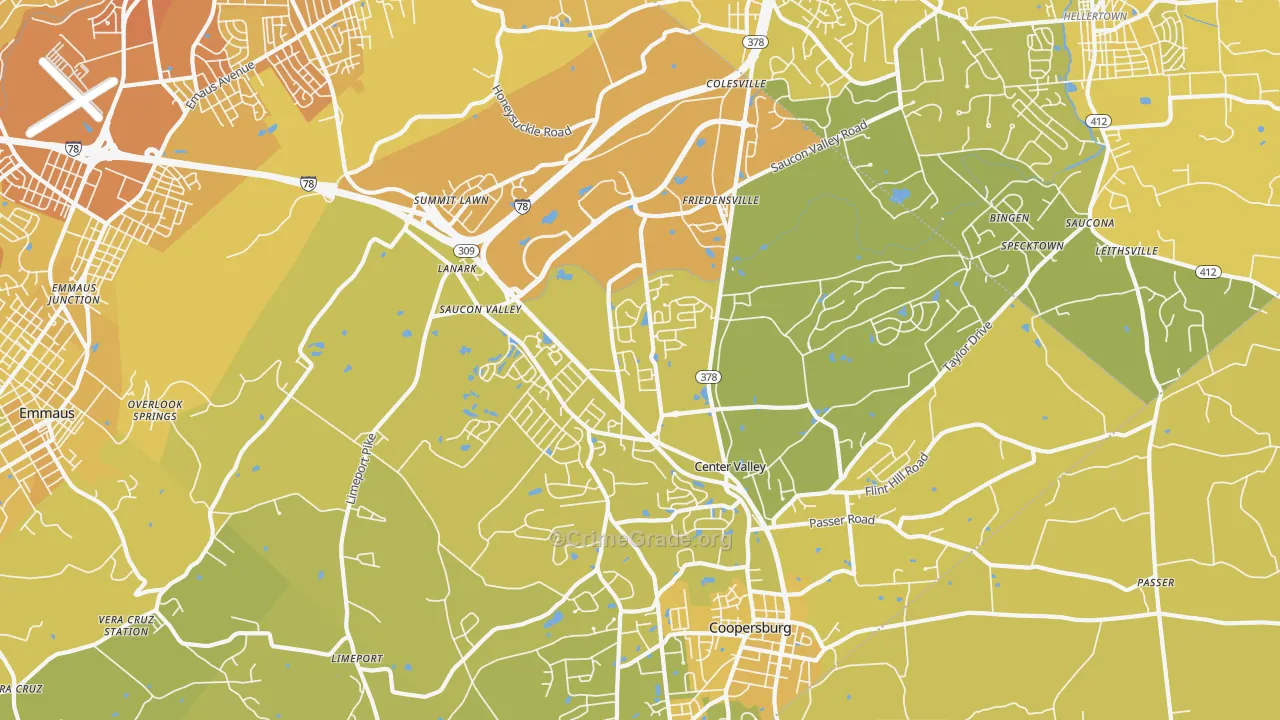 18034, PA Map of Vehicle Theft Rates