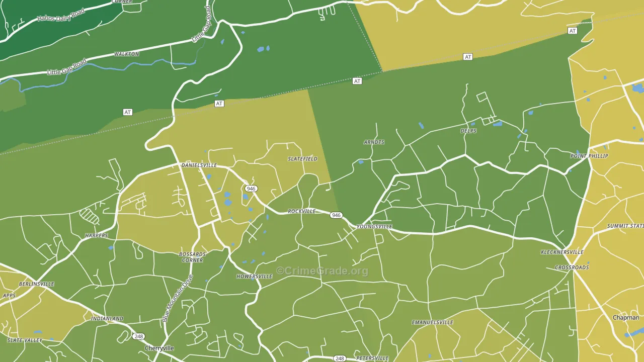 18038, PA Map of Vehicle Theft Rates