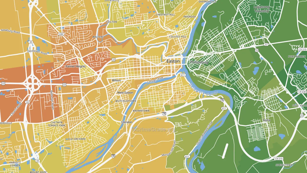 18042, PA Map of Vehicle Theft Rates