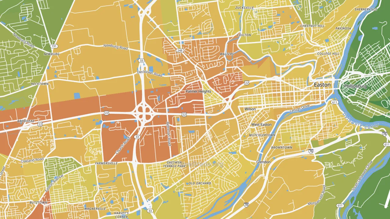 18045, PA Map of Vehicle Theft Rates