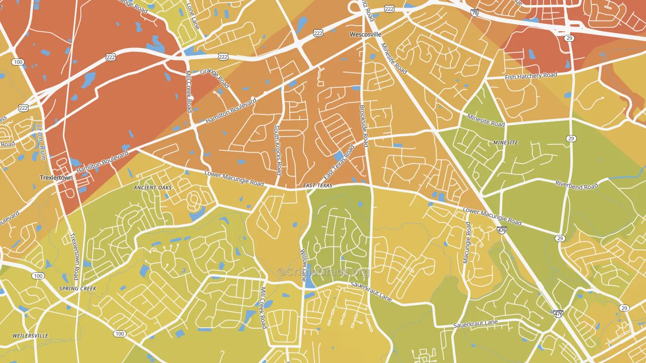 18046, PA Map of Vehicle Theft Rates