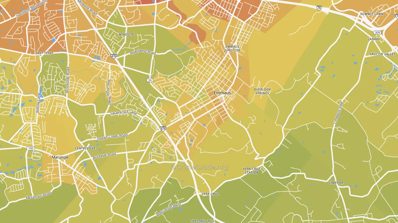 18049, PA Map of Vehicle Theft Rates