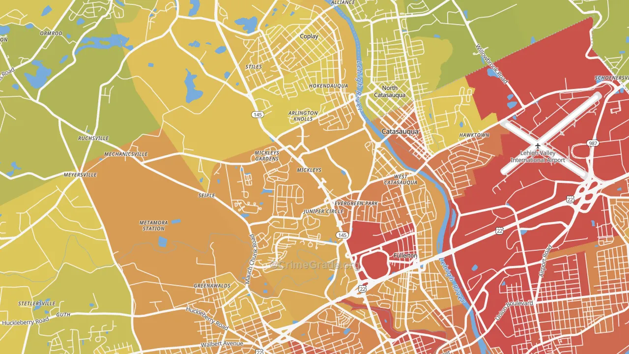 18052, PA Map of Vehicle Theft Rates