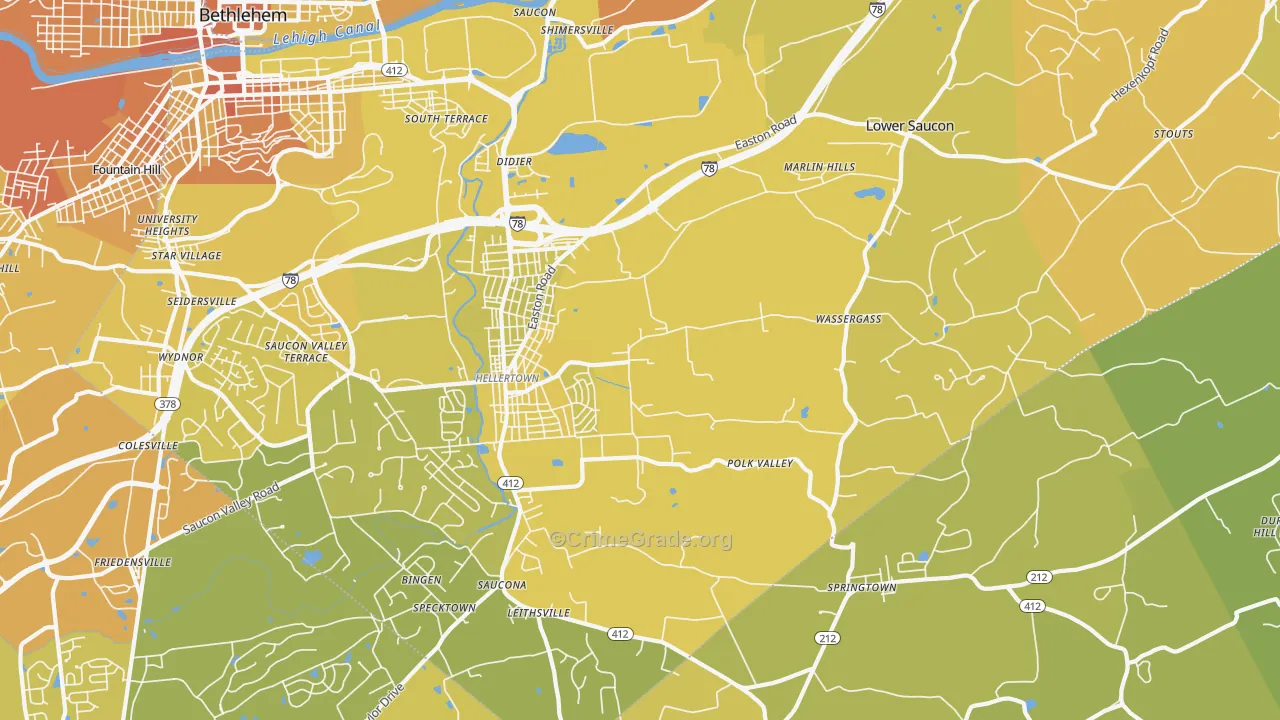 18055, PA Map of Vehicle Theft Rates