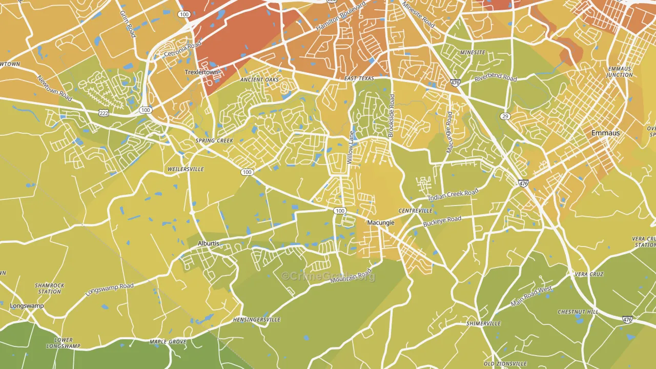 18062, PA Map of Vehicle Theft Rates