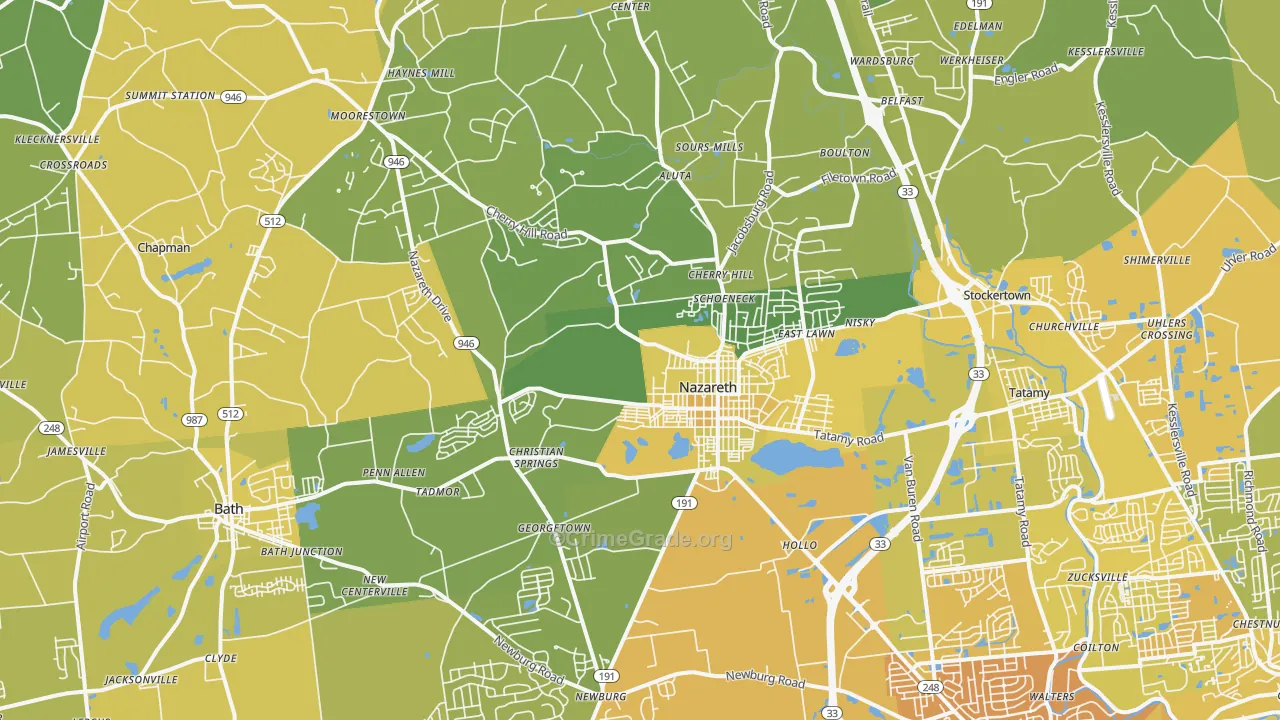 18064, PA Map of Vehicle Theft Rates