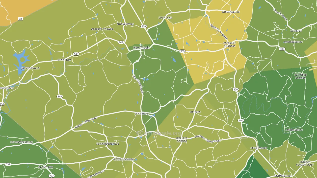 18066, PA Map of Vehicle Theft Rates