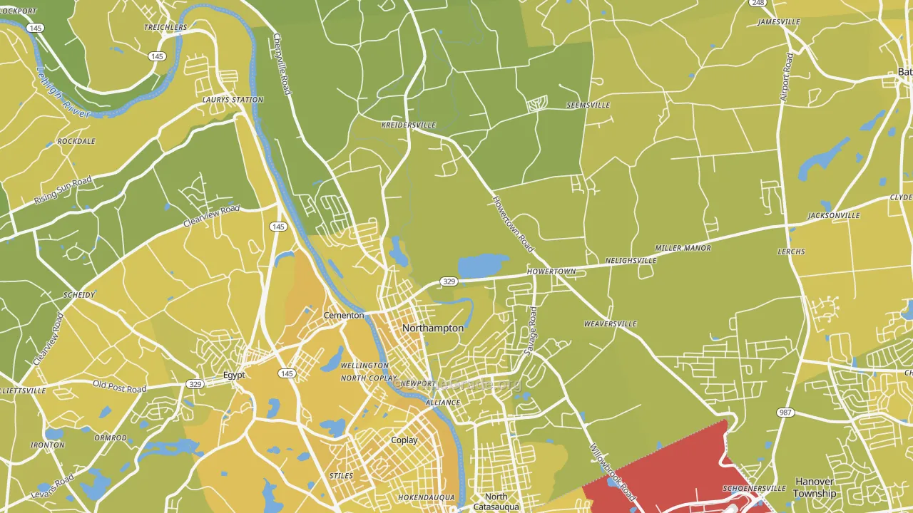 18067, PA Map of Vehicle Theft Rates