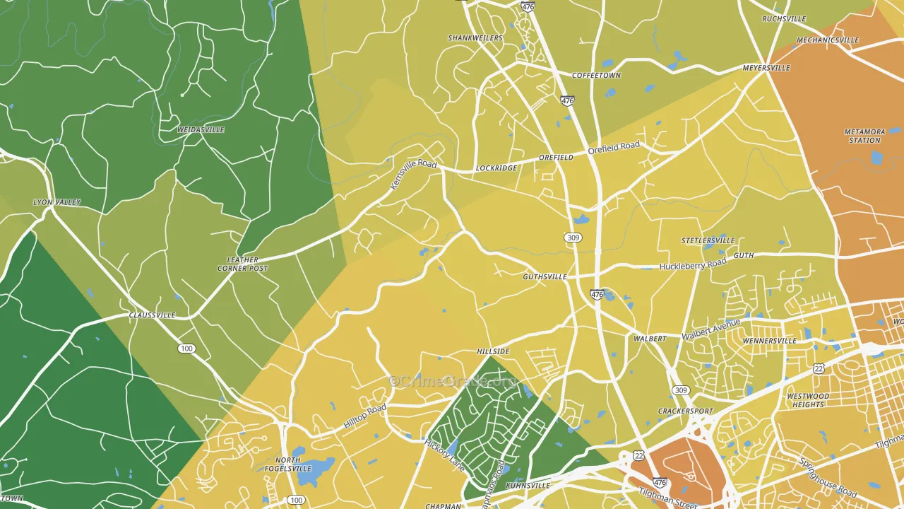 18069, PA Map of Vehicle Theft Rates