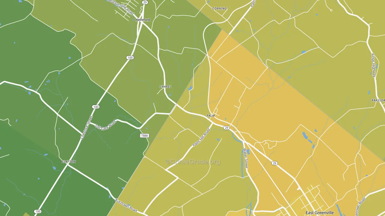 18070, PA Map of Vehicle Theft Rates