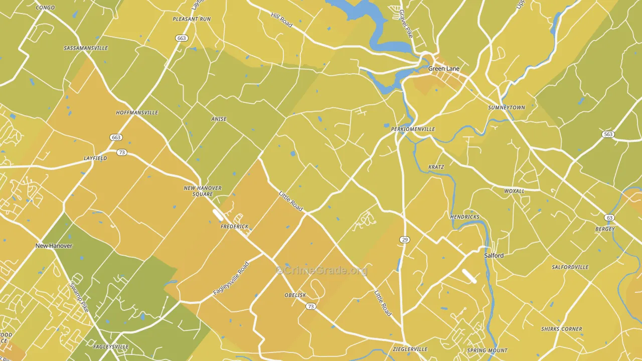 18074, PA Map of Vehicle Theft Rates