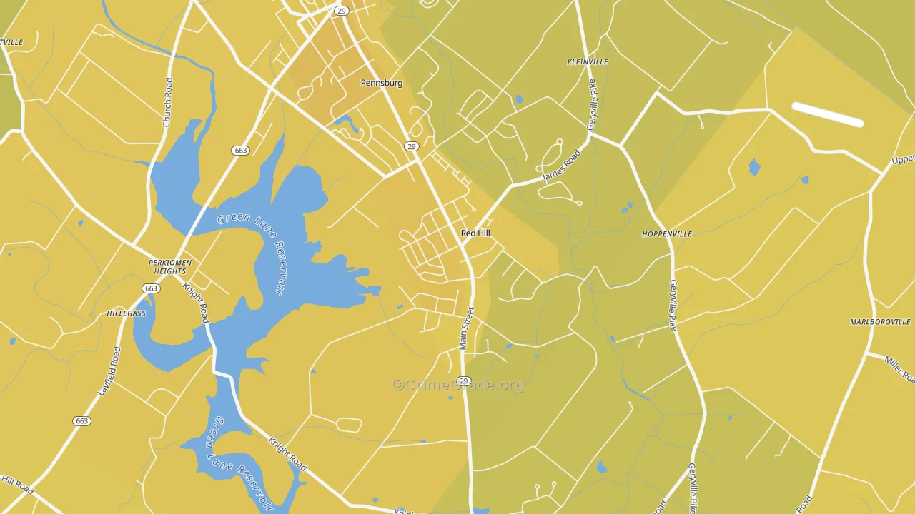 18076, PA Map of Vehicle Theft Rates