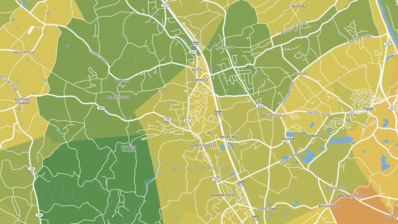 18078, PA Map of Vehicle Theft Rates