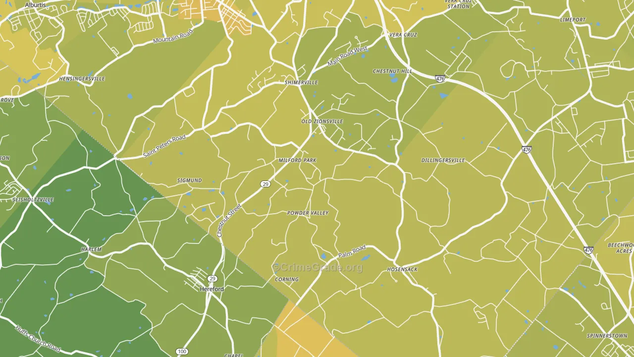 18092, PA Map of Vehicle Theft Rates