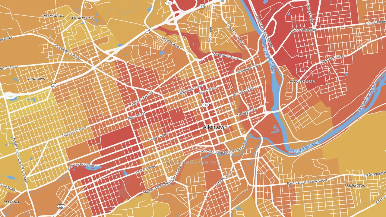 18102, PA Map of Vehicle Theft Rates