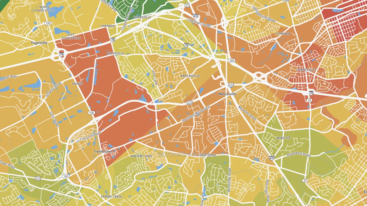 18106, PA Map of Vehicle Theft Rates