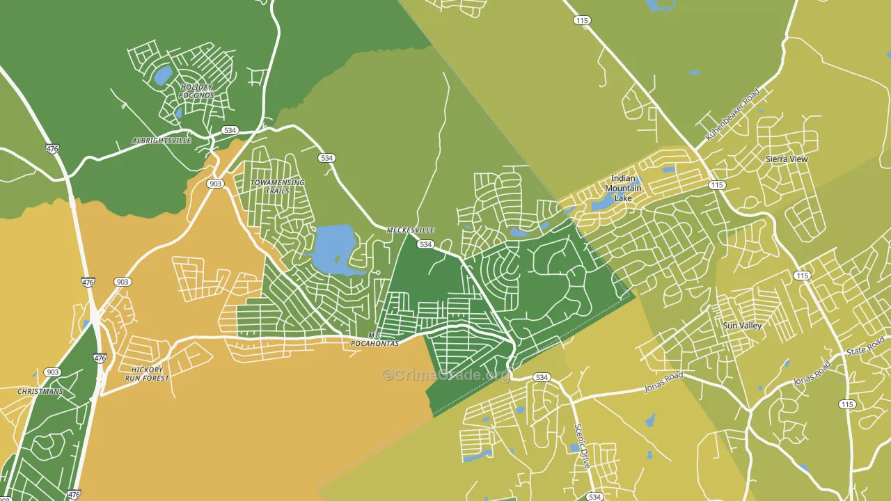 18210, PA Map of Vehicle Theft Rates