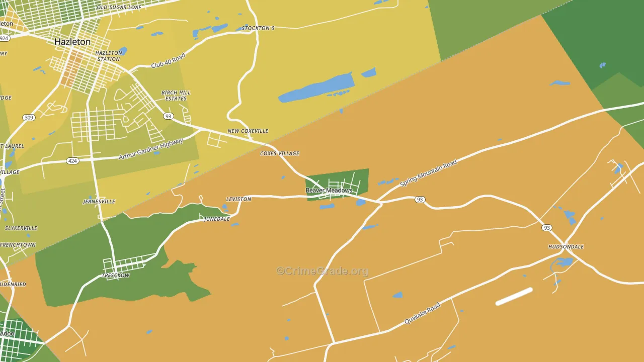 18216, PA Map of Vehicle Theft Rates