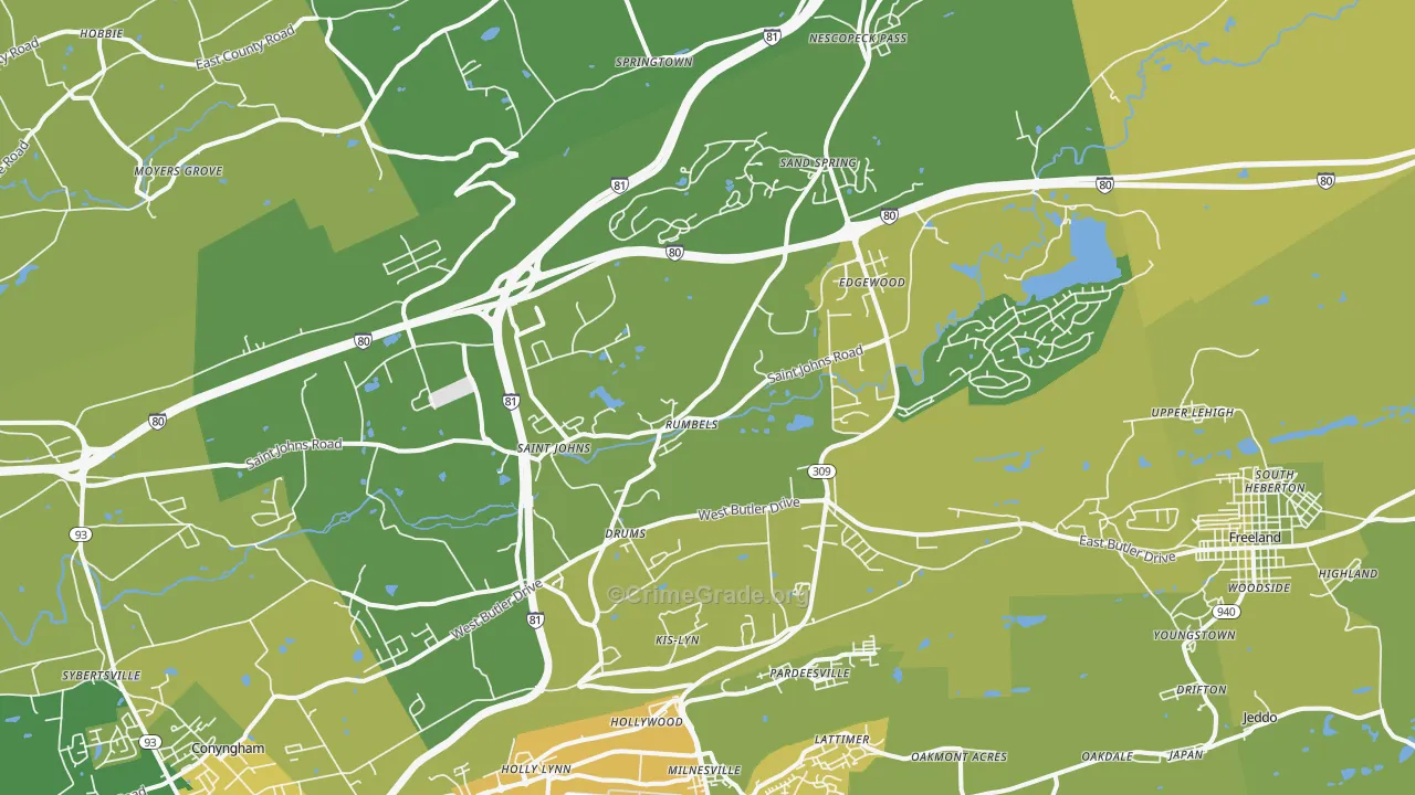 18222, PA Map of Vehicle Theft Rates