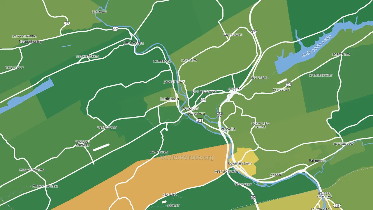 18235, PA Map of Vehicle Theft Rates