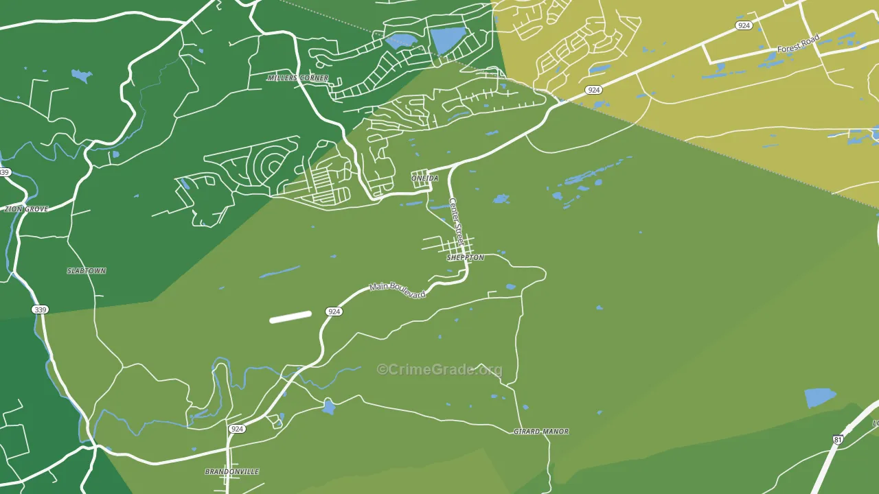 18248, PA Map of Vehicle Theft Rates