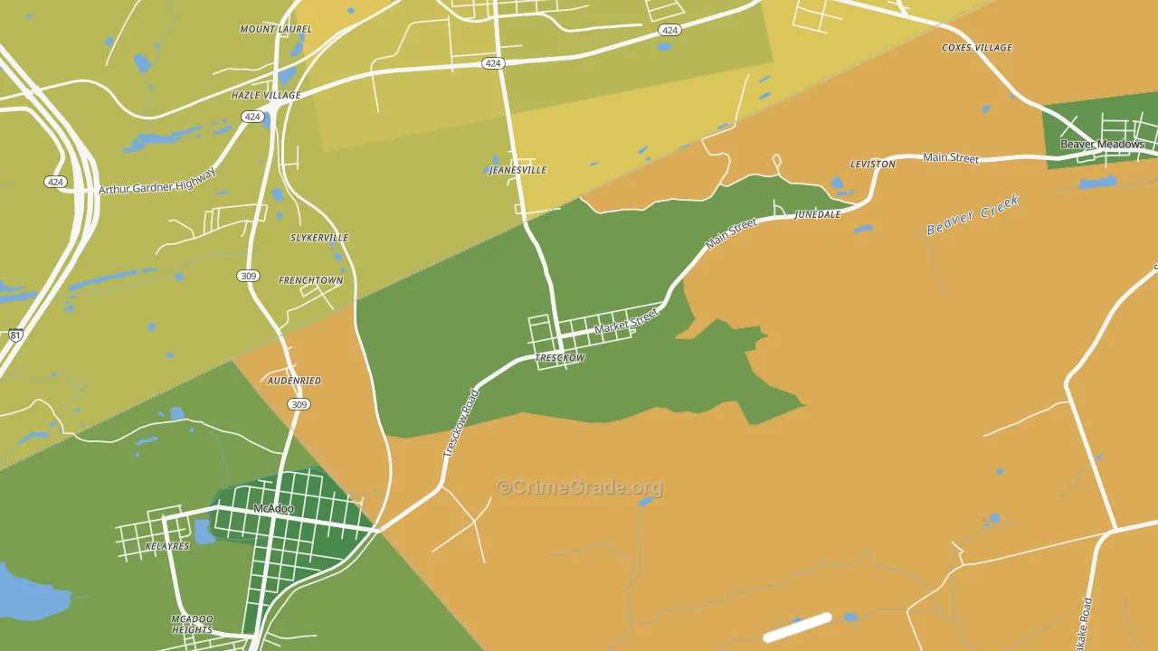 18254, PA Map of Vehicle Theft Rates