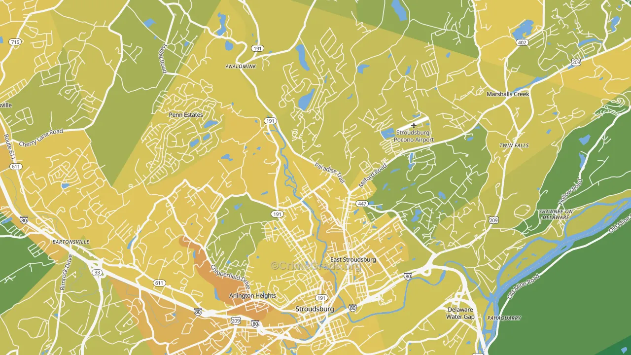 18301, PA Map of Vehicle Theft Rates