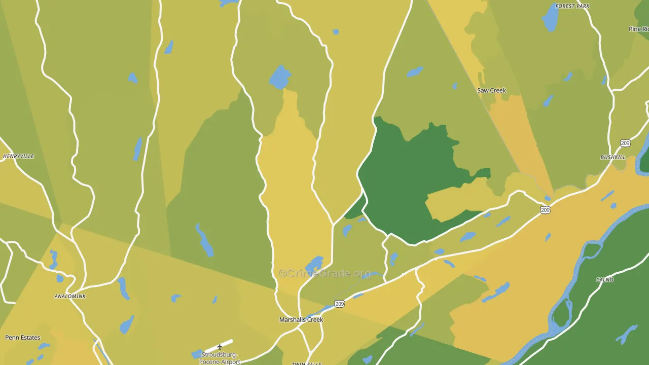 18302, PA Map of Vehicle Theft Rates